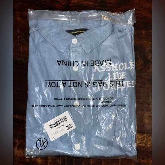 Light Denim long sleeve Embroidered flannel - Picture 3 of 5